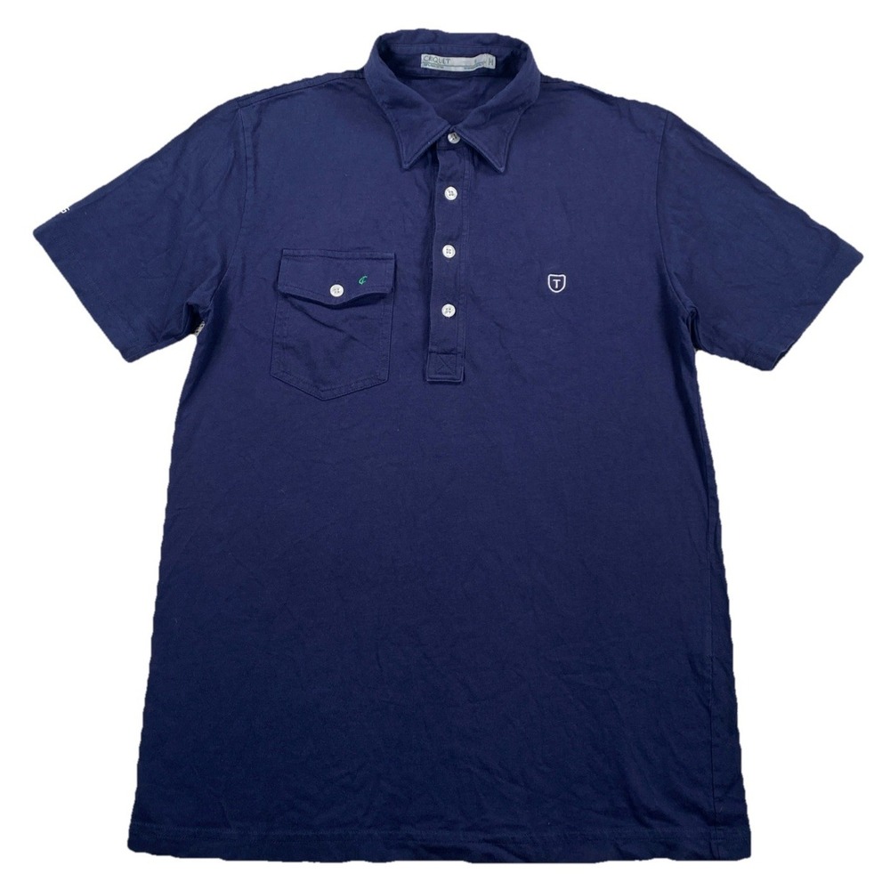 Criquet Players Shirt Polo Short Sleeve Navy Blue Cotton Men's Small Corp Logo